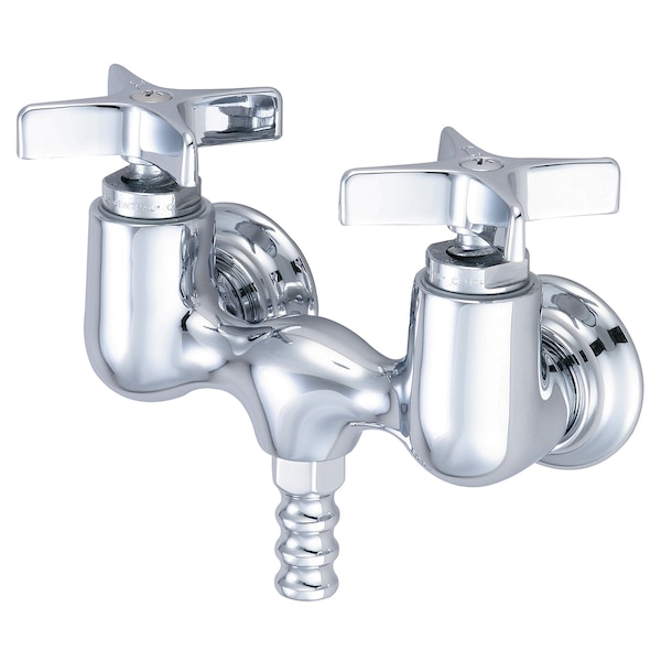 Two Handle Leg Tub Faucet, Polished Chrome, Wall